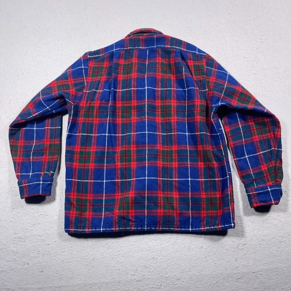 VTG Pendleton Wool Shirt Men Small Red Blue Green Plaid Board Short - Shrunk - Picture 10 of 11